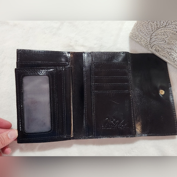 Patricia Nash Woodstock Leather Frame Wallet, Black & White Plaid - Picture 6 of 10